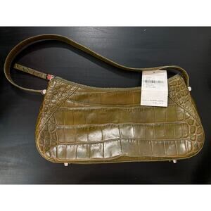 Monsac Crocodile Embossed Leather Shoulder Bag Handbag Purse Y2K Old Money New
